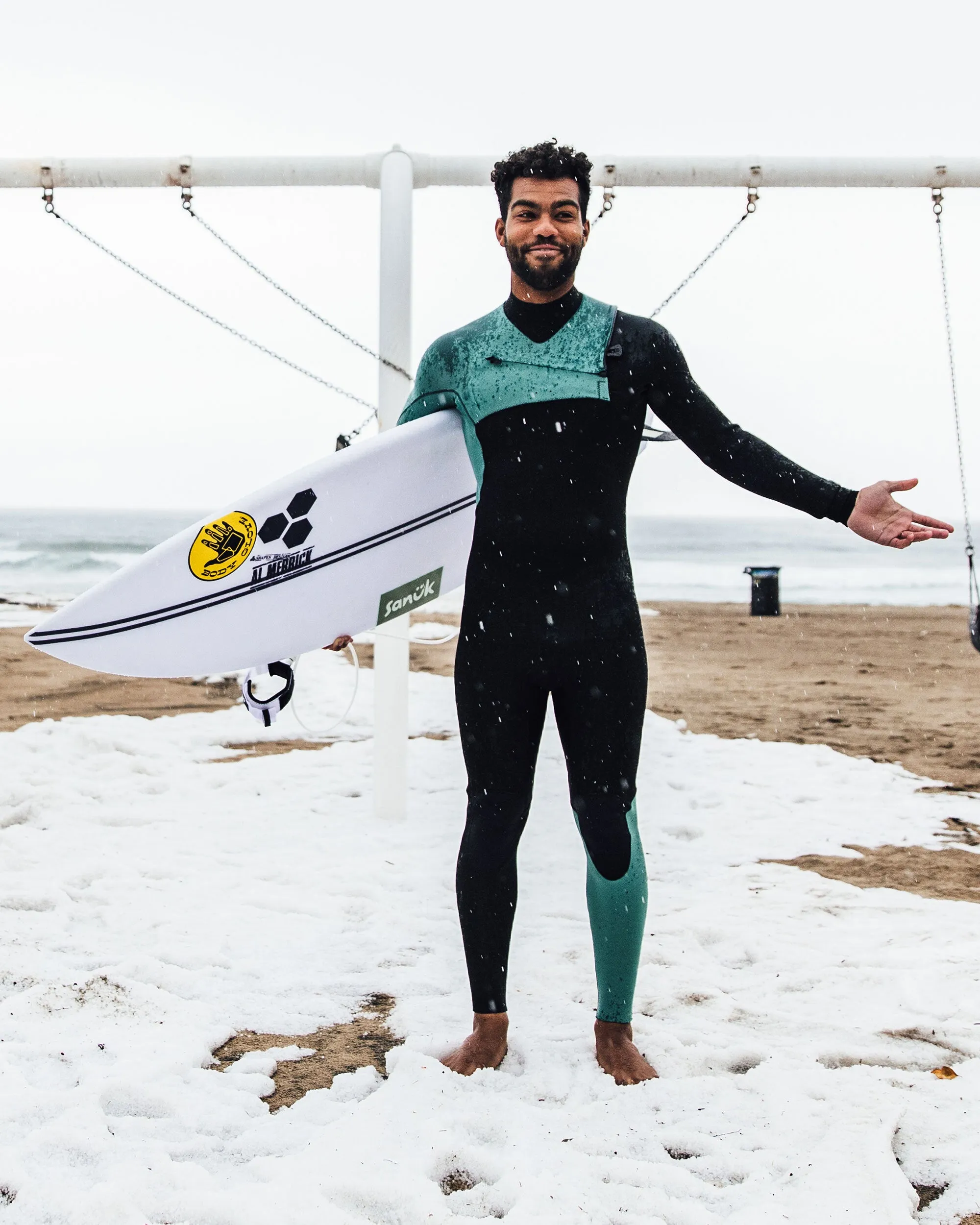 Variant 3/2mm Men's Chest-Zip Fullsuit - Black/Green sold by Body Glove