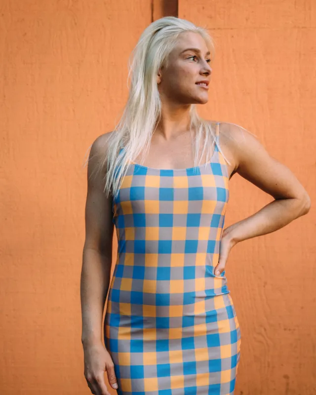 Moonlit Mini Dress - Blue / Checkered sold by Body Glove