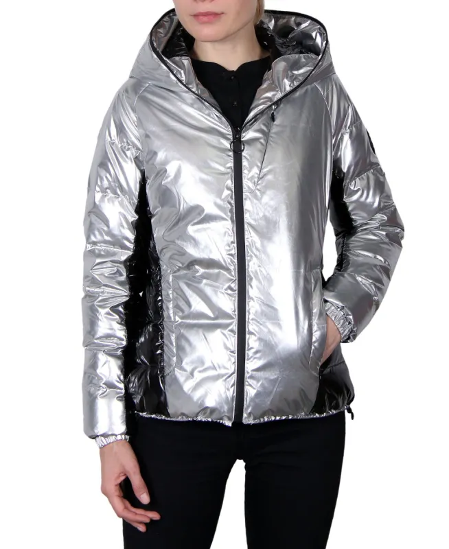 Women's Hooded Down Parka Coat - Metallic Silver sold by Body Glove