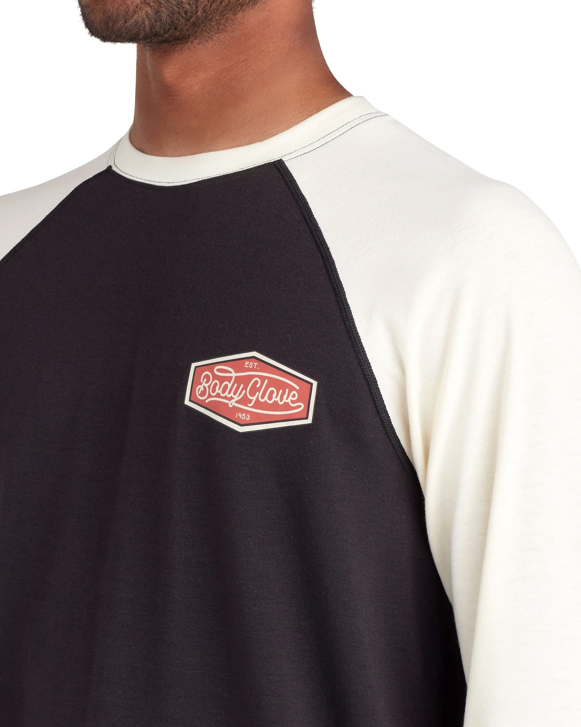 Long-Sleeved Raglan UPF 50+ T-Shirt - Black/White sold by Body Glove product image thumbnail 2
