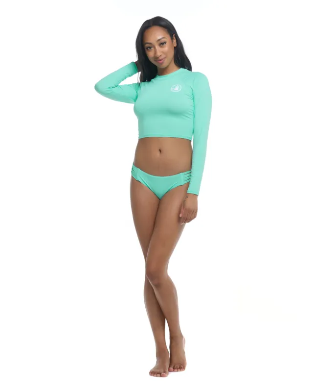 Smoothies Let It Be Cross-Over Rash Guard - Sea Mist sold by Body Glove