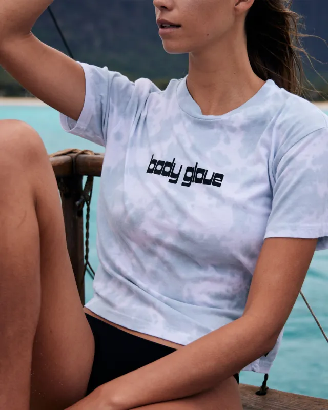 Head In The Clouds Tie-Dye Relaxed Fit Crop T-Shirt - Aqua sold by Body Glove