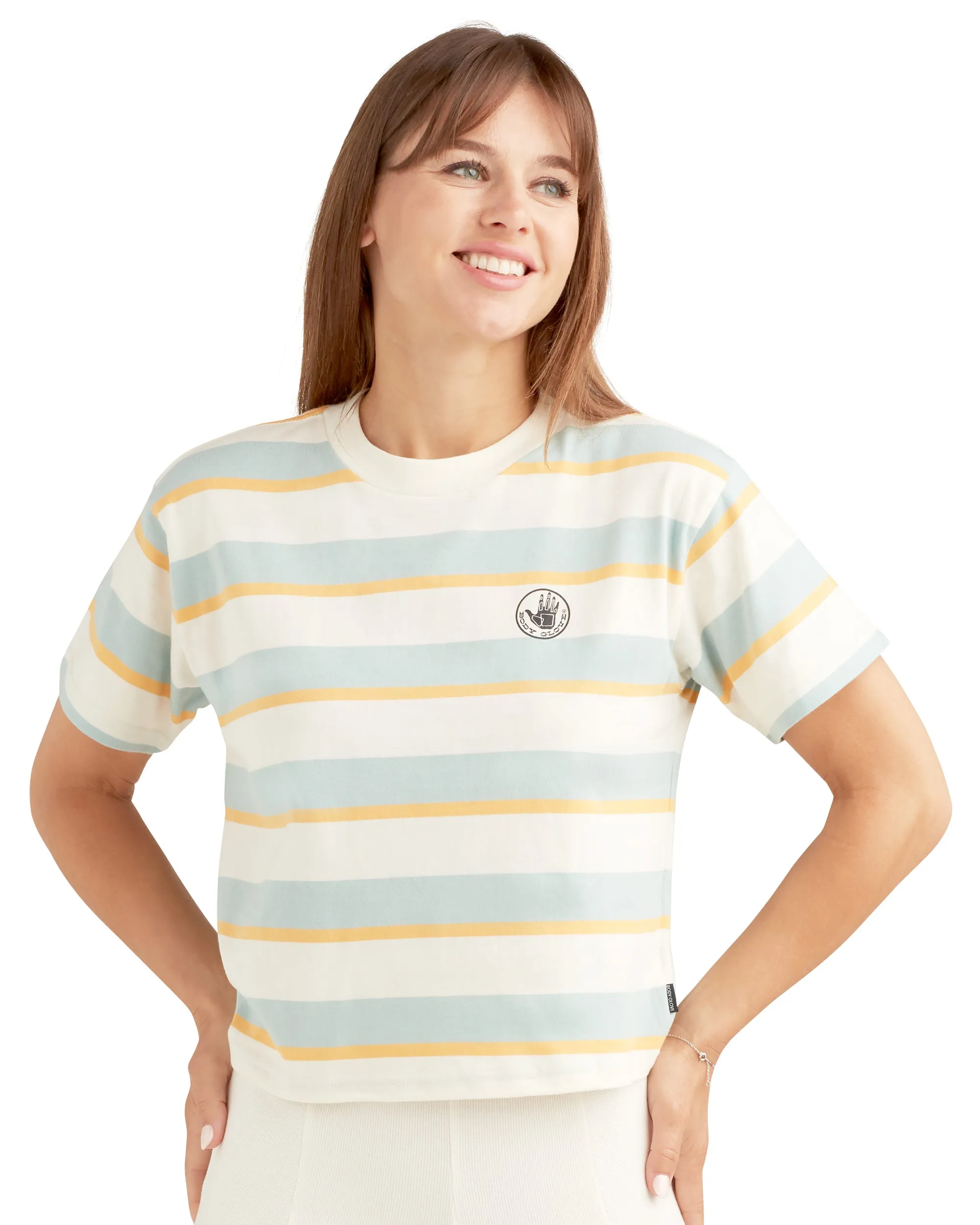 Royal Hawaiian Striped Relaxed Fit Crop T-Shirt - Aqua sold by Body Glove product image thumbnail 2