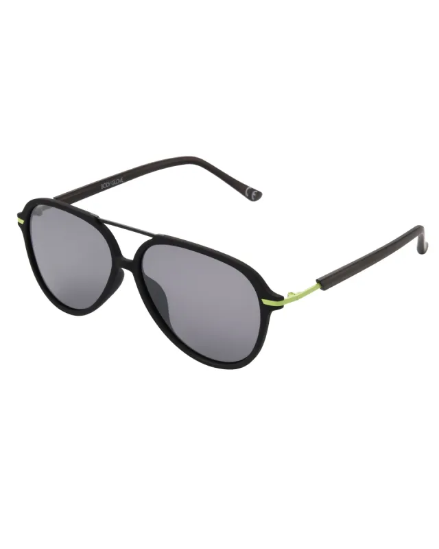 Backdoor Polarized Aviator Sunglasses - Black/Neon Citron sold by Body Glove