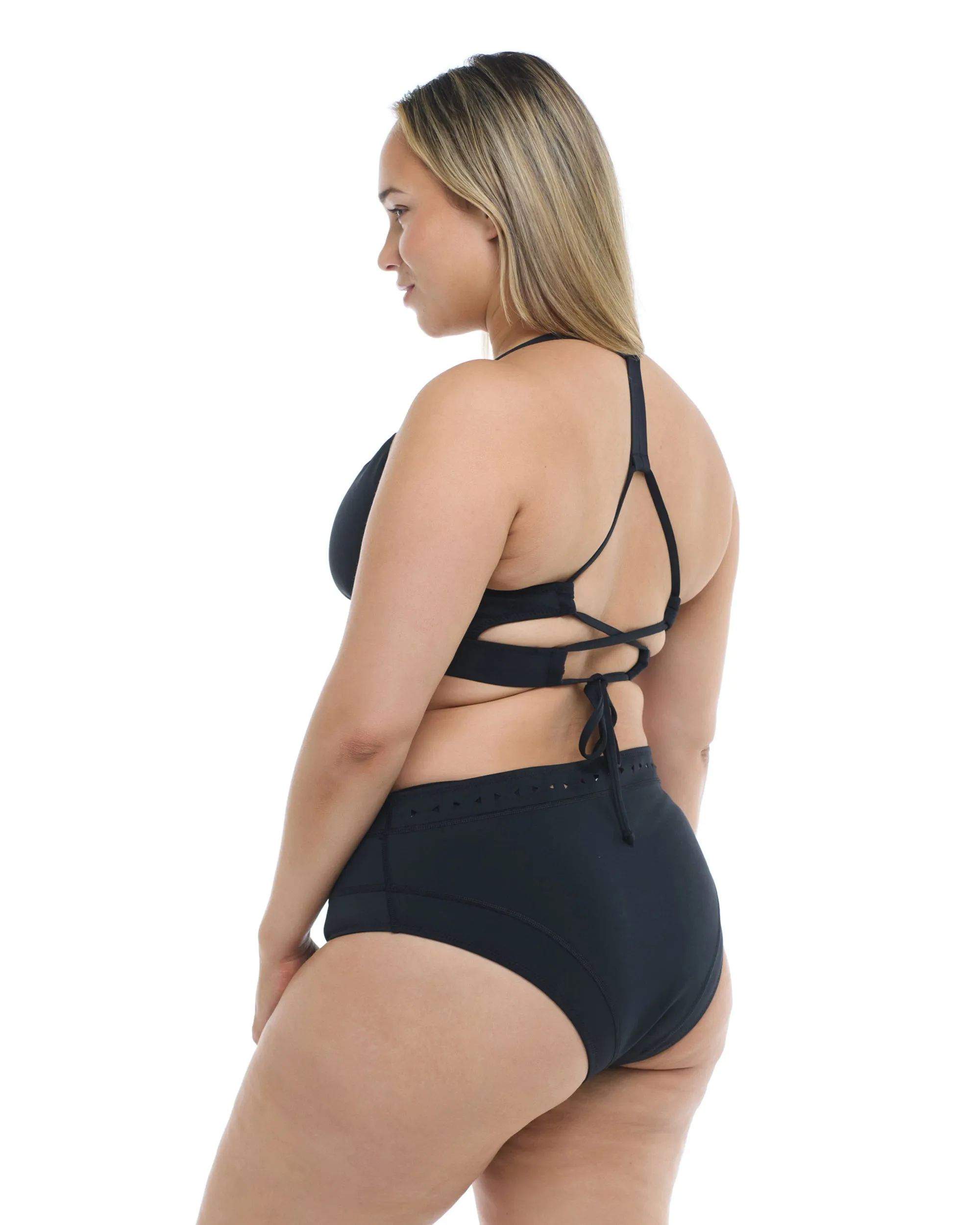 Constellation Marlee Plus Size High-Waist Bikini Bottom - Black sold by Body Glove