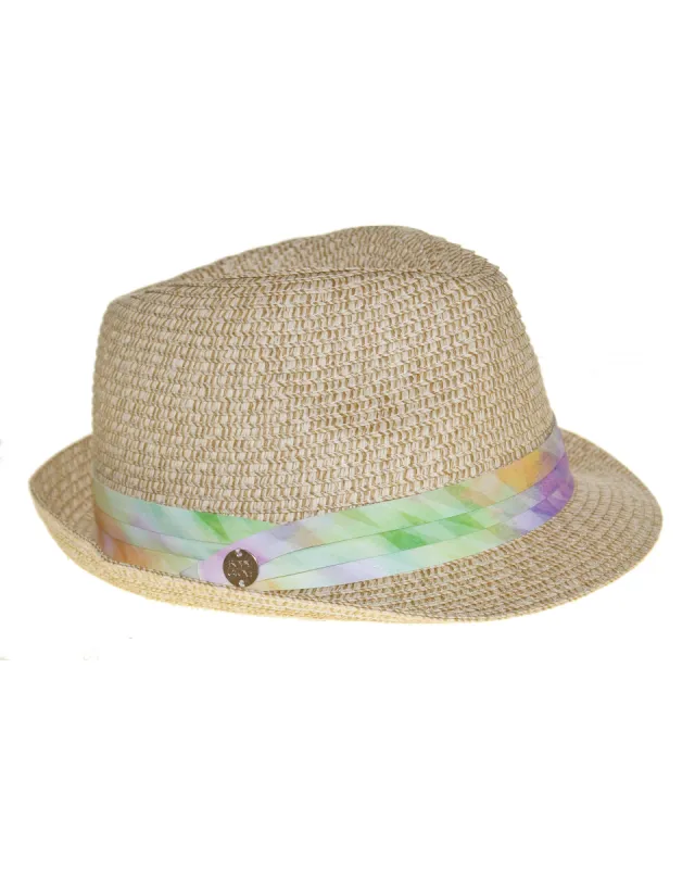 Straw Fedora Hat - Kaleidoscope sold by Body Glove
