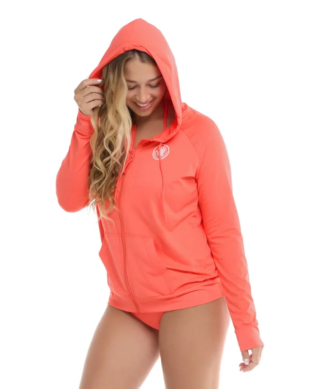 Smoothies Adeline UPF 50+ Sun Zip-Up Hoodie - Sunset sold by Body Glove