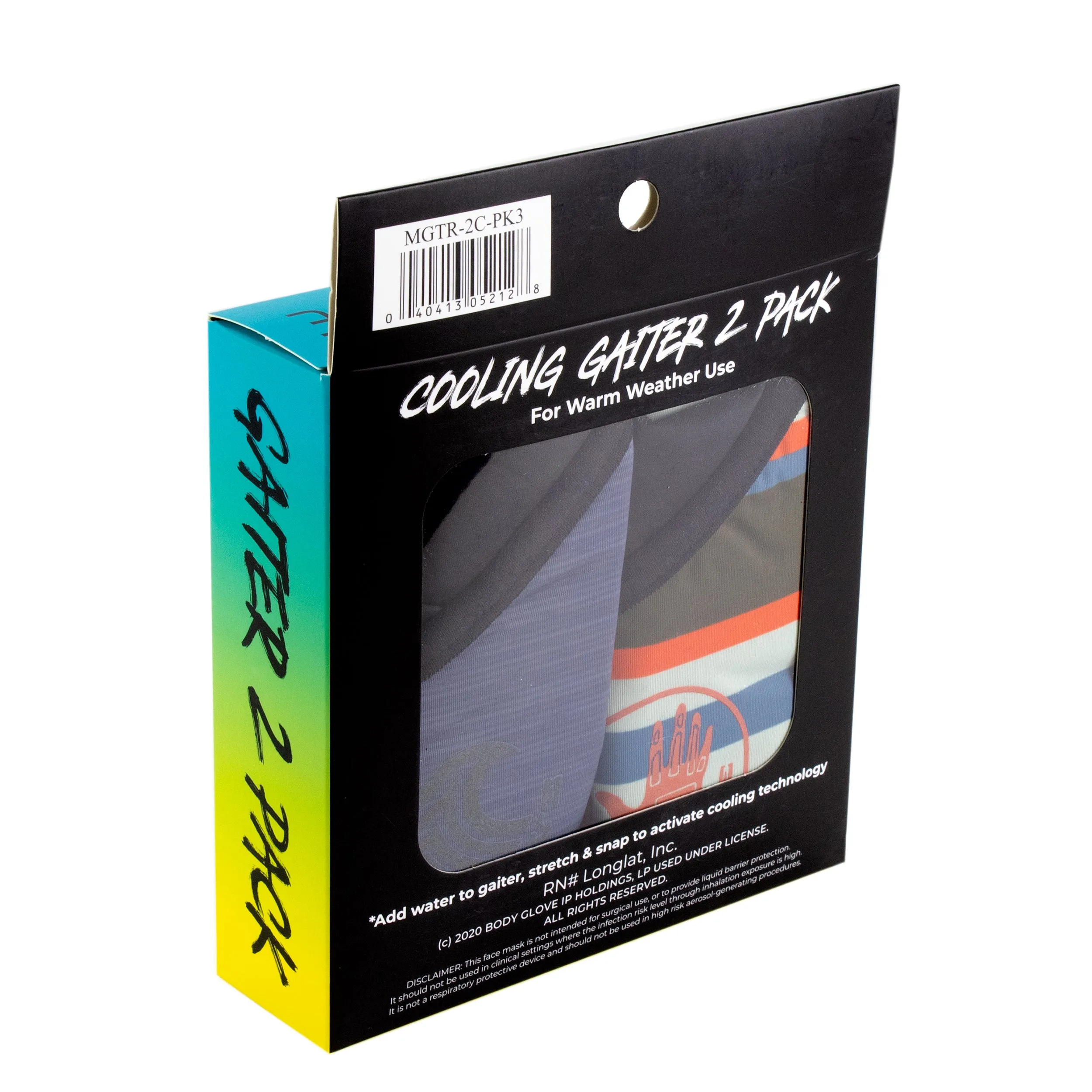 2-Pack Men's Cooling Gaiter Face Masks - Grey/Stripes sold by Body Glove