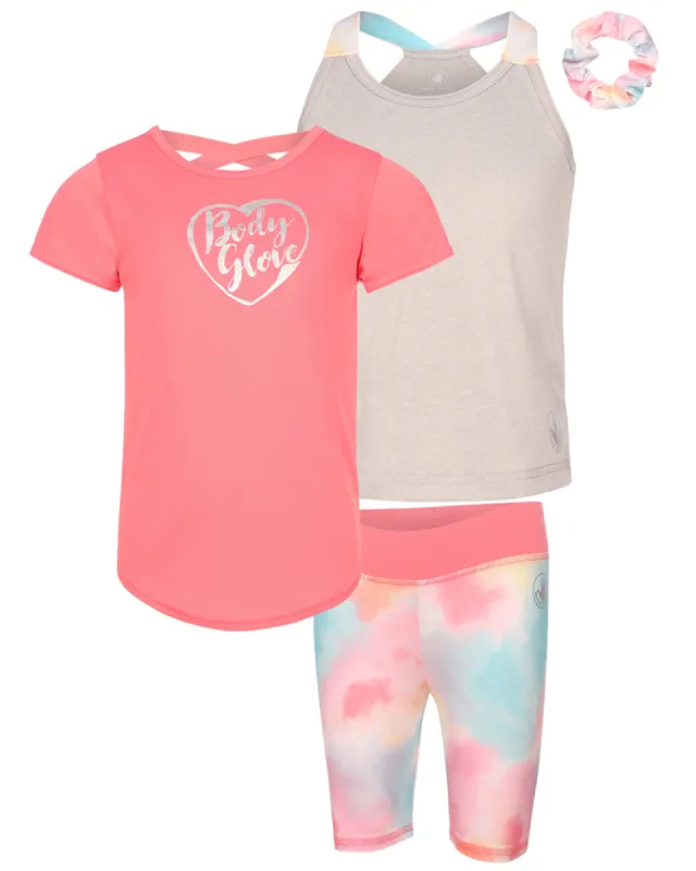 Girls' Three-Piece Tie-Dye Foil Heart Set (7-12) - Multi made by Body Glove