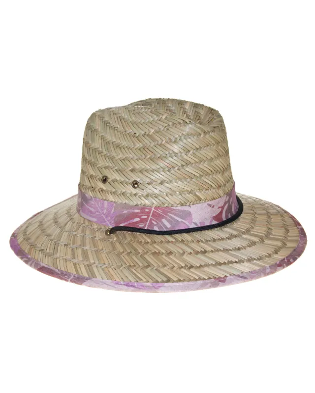 Natural Straw Lifeguard Hat - Pink Palm sold by Body Glove