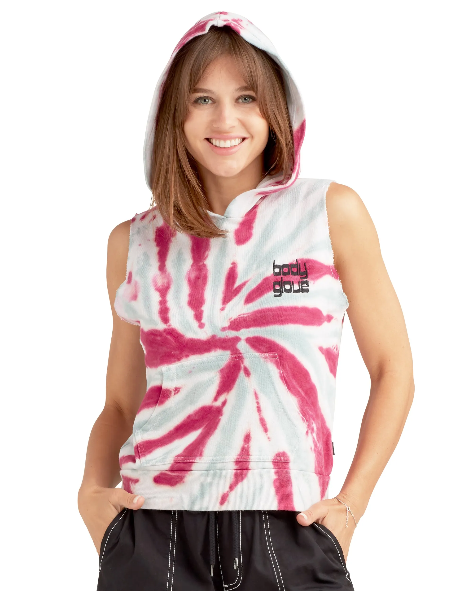 Talia Tie-Dye Sleeveless Hoodie - Aqua sold by Body Glove