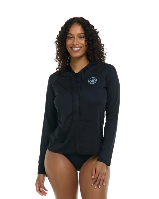 Smoothies Barbara Hoodie Rashguard - Black sold by Body Glove
