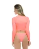 Smoothies Let It Be Crop Rashguard - Coral sold by Body Glove