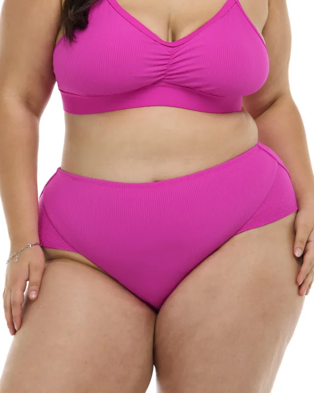 Ibiza Coco Plus Size High Waisted Bikini Bottom - Fuchsia sold by Body Glove