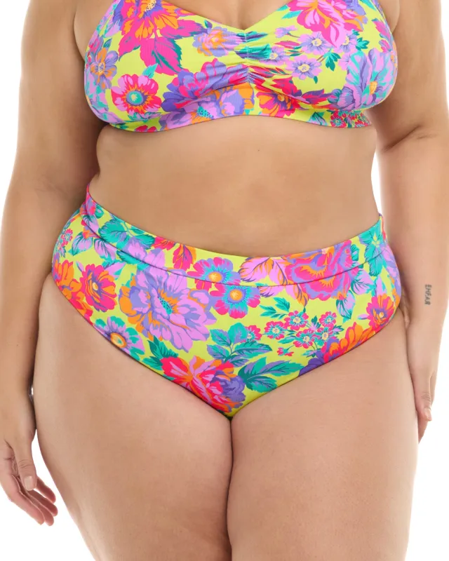 Romy Marlee Plus Size High-Waist Bikini Bottom - Key Lime sold by Body Glove