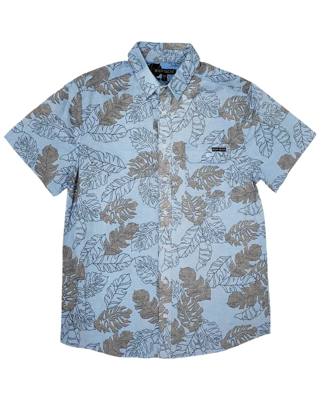 Men's Monstera Button Down Shirt - Blue sold by Body Glove
