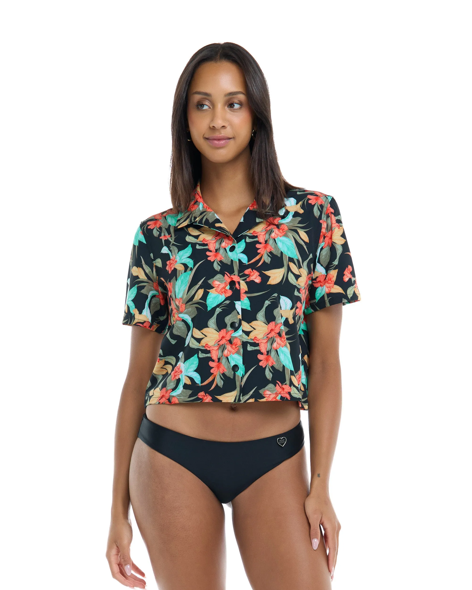 Lalancha Short Sleeve Surf Shirt - Black/Hamoa Prt sold by Body Glove