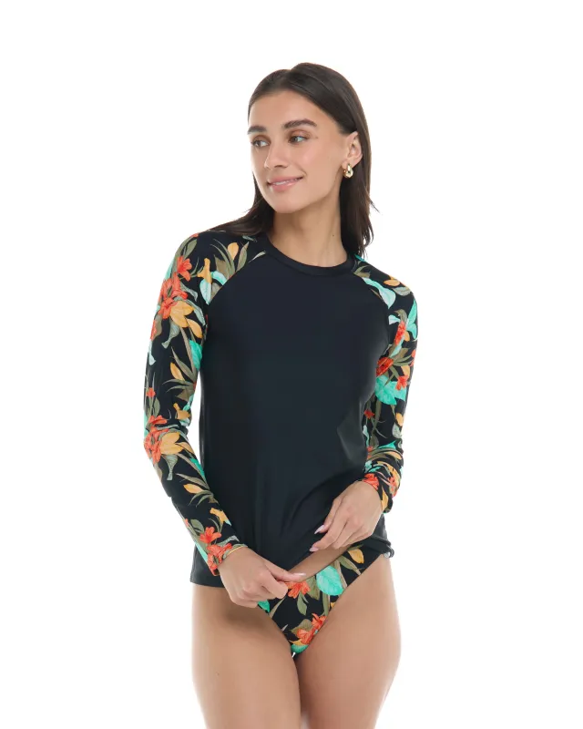 Hamoa Sleek Long Sleeve Rashguard - Black made by Body Glove