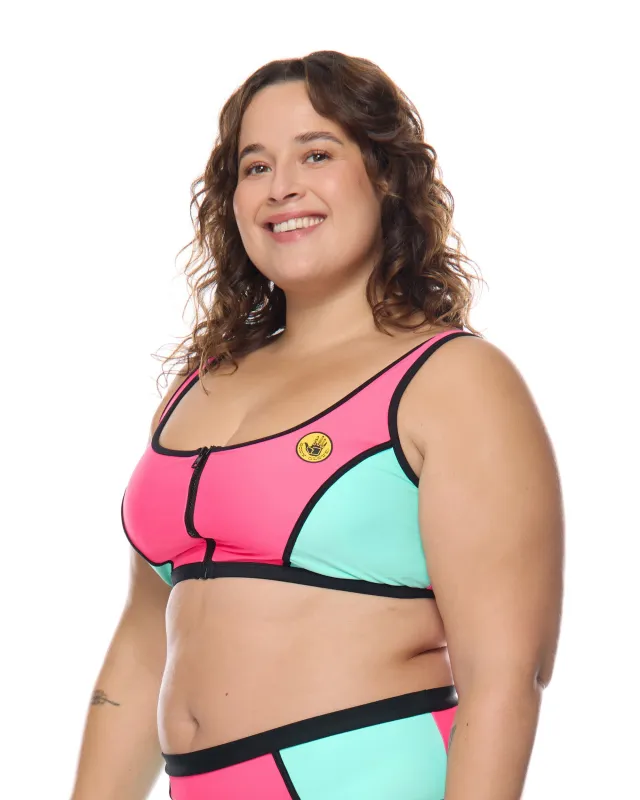Groove You Spin Me Plus Size Crop Top - Groove / Bubble Gum made by Body Glove
