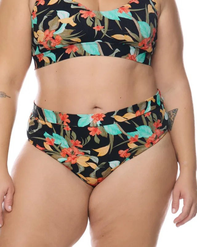 Hamoa Marlee Plus Size High-Waist Bikini Bottom - Black sold by Body Glove