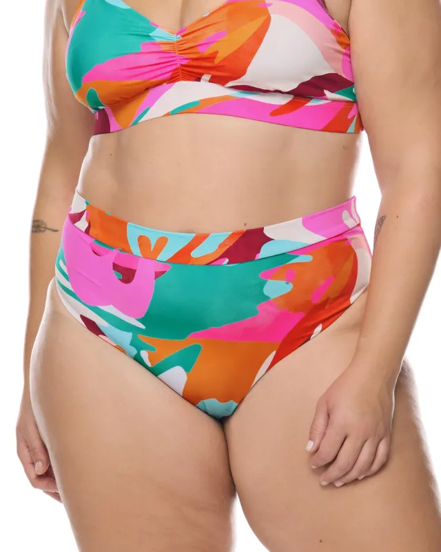 Hype Marlee Plus Size High-Waist Bikini Bottom - Multi / Hype sold by Body Glove