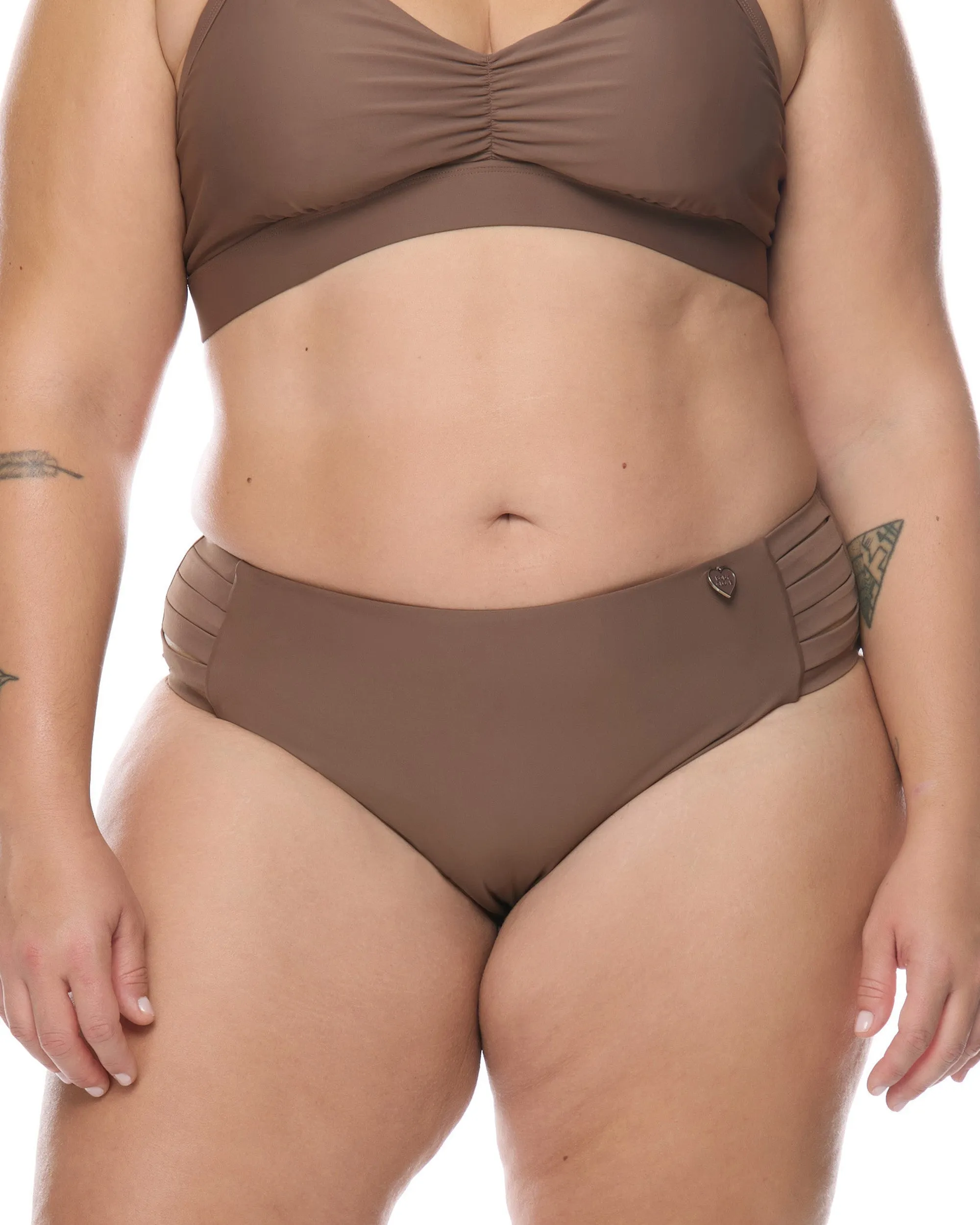 Smoothies Retro Plus Size Swim Bottom - Latte sold by Body Glove