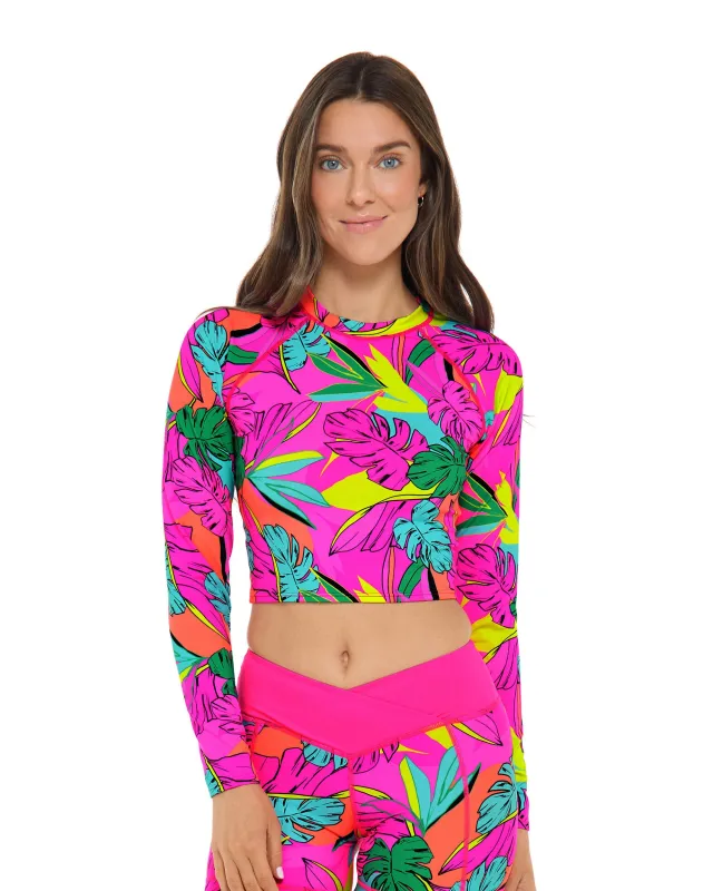 Tulum Let It Be Crop Rashguard - Bubble Gum made by Body Glove