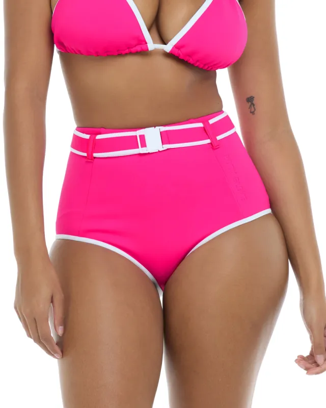 Undersea Raquel High Waisted Swim Bottom - Flamingo Pink White sold by Body Glove