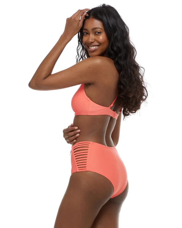 Smoothies Ginger High-Waisted Side Strap Bikini Bottom - Sunset sold by Body Glove