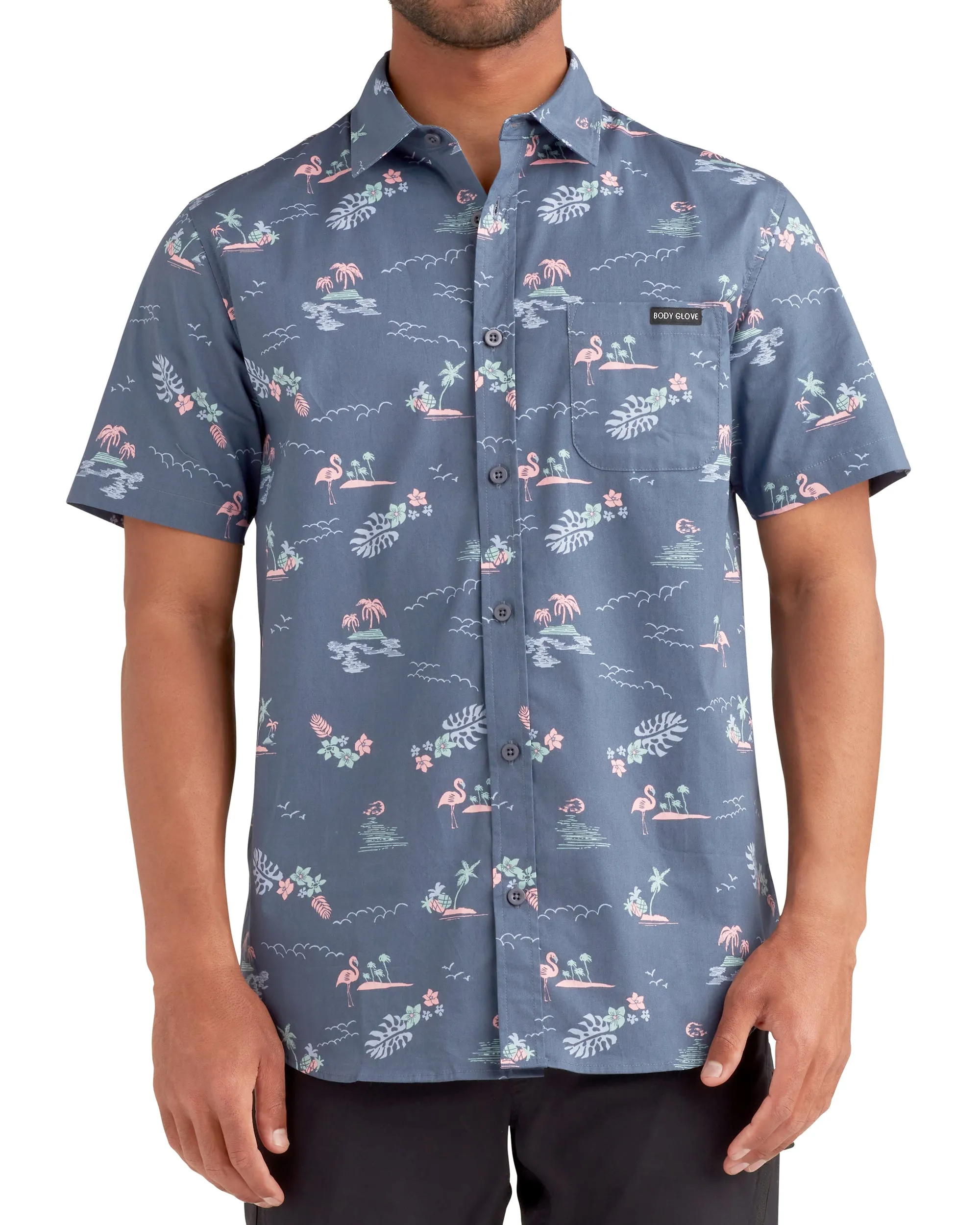 Island Vibe Button-Up Shirt - Navy sold by Body Glove