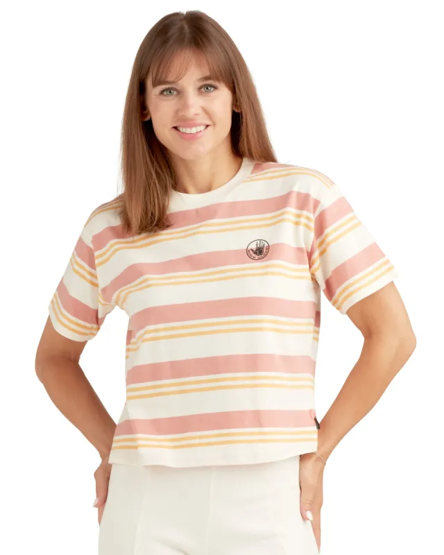 Royal Hawaiian Striped Relaxed Fit Crop T-Shirt - Mango sold by Body Glove