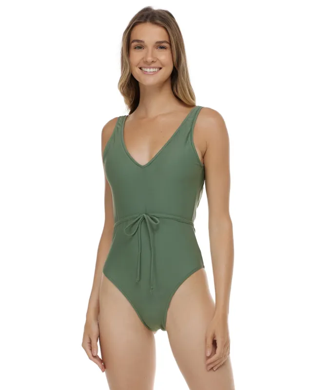 Smoothies Pam Belted One-Piece Swimsuit - Cactus sold by Body Glove