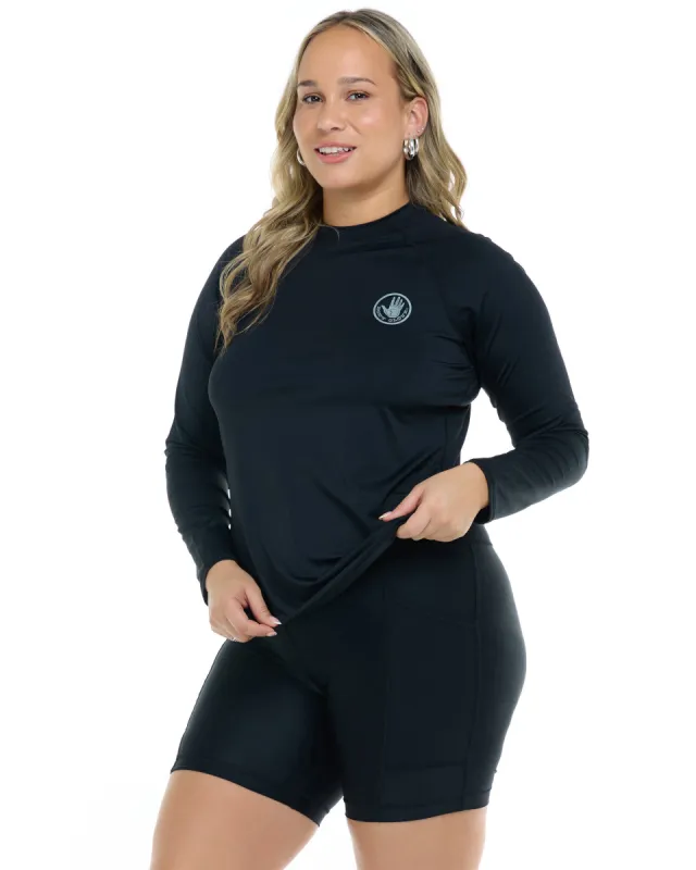 Smoothies Sleek Plus Size Long Sleeve Rashguard - Black sold by Body Glove