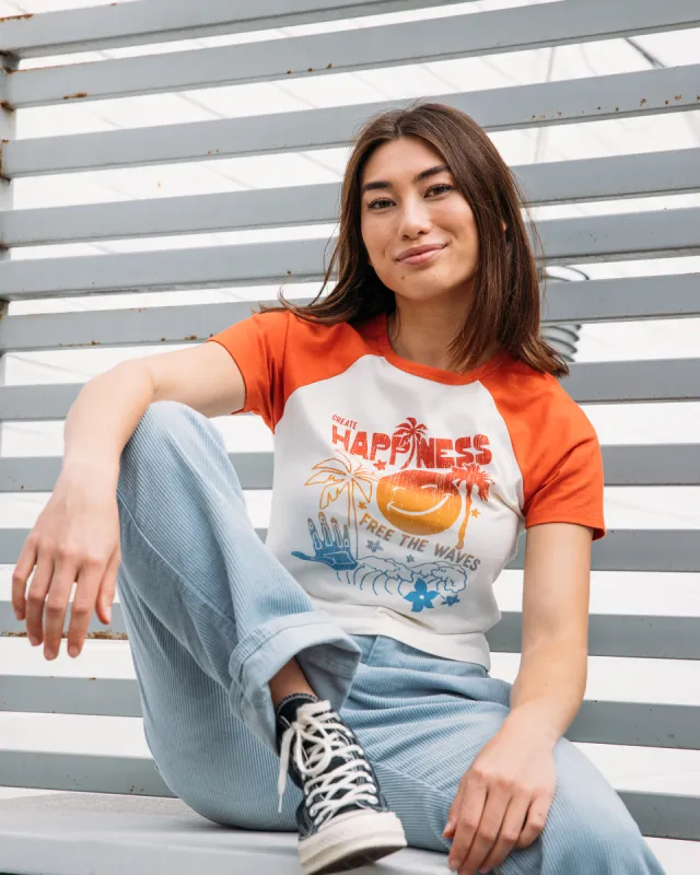 Create Happiness | Free The Waves T-Shirt - Cream sold by Body Glove