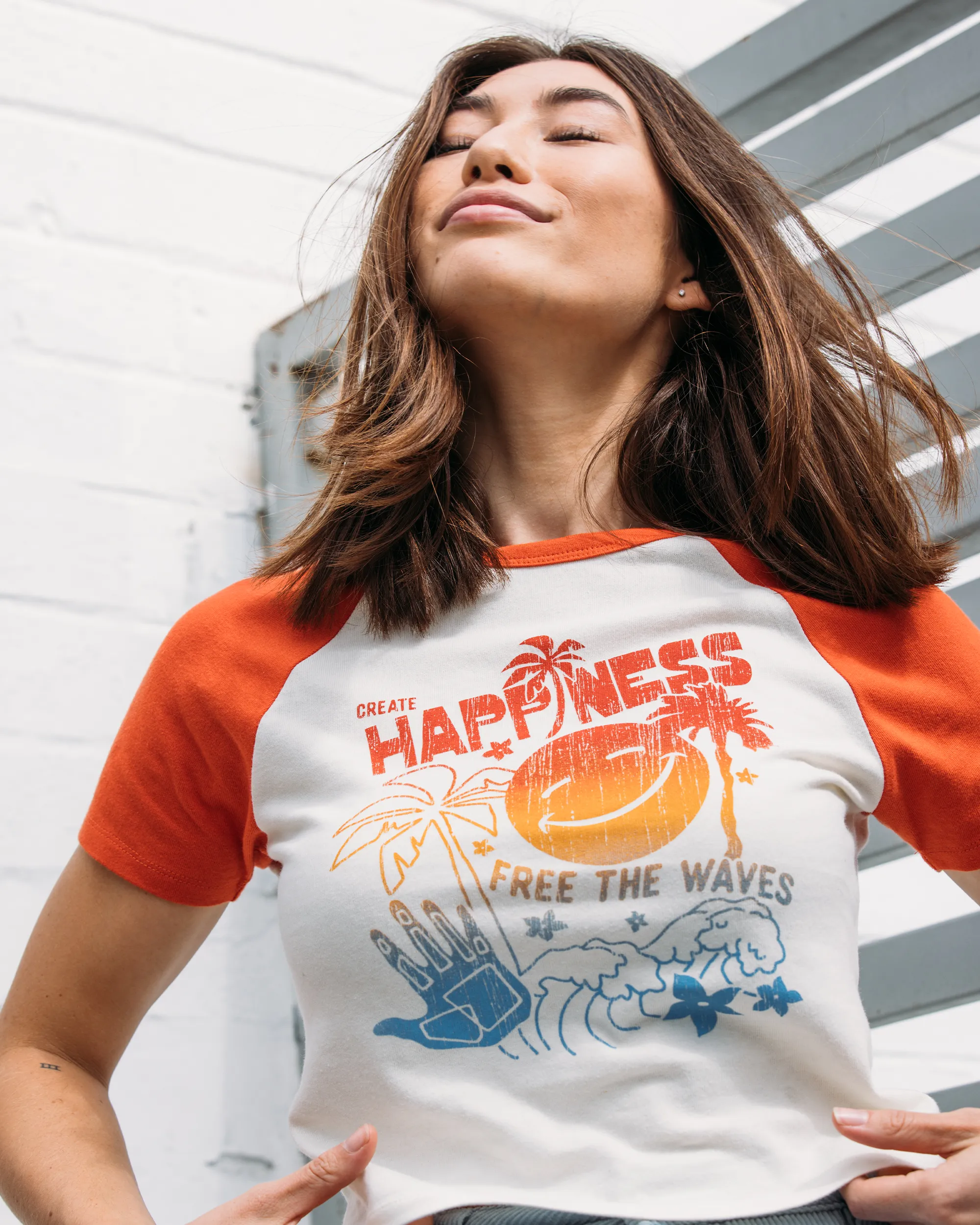 Create Happiness | Free The Waves T-Shirt - Cream sold by Body Glove product image thumbnail 2