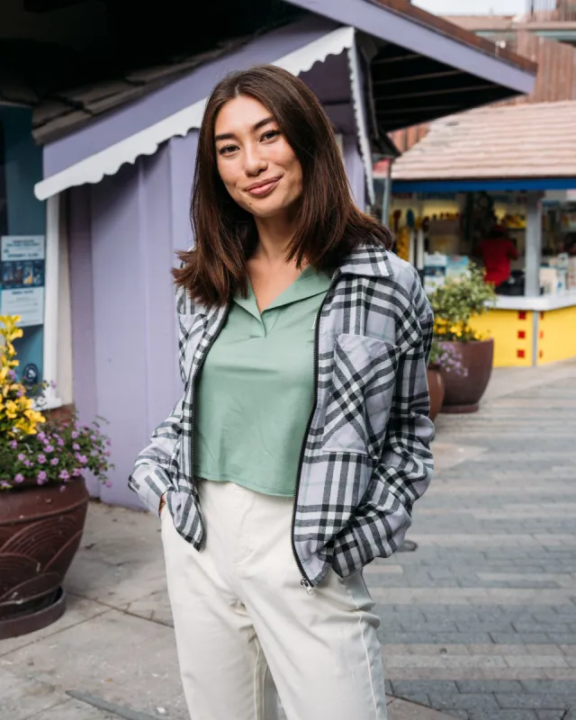 Style Match Plaid Flannel Shacket - Lavender sold by Body Glove