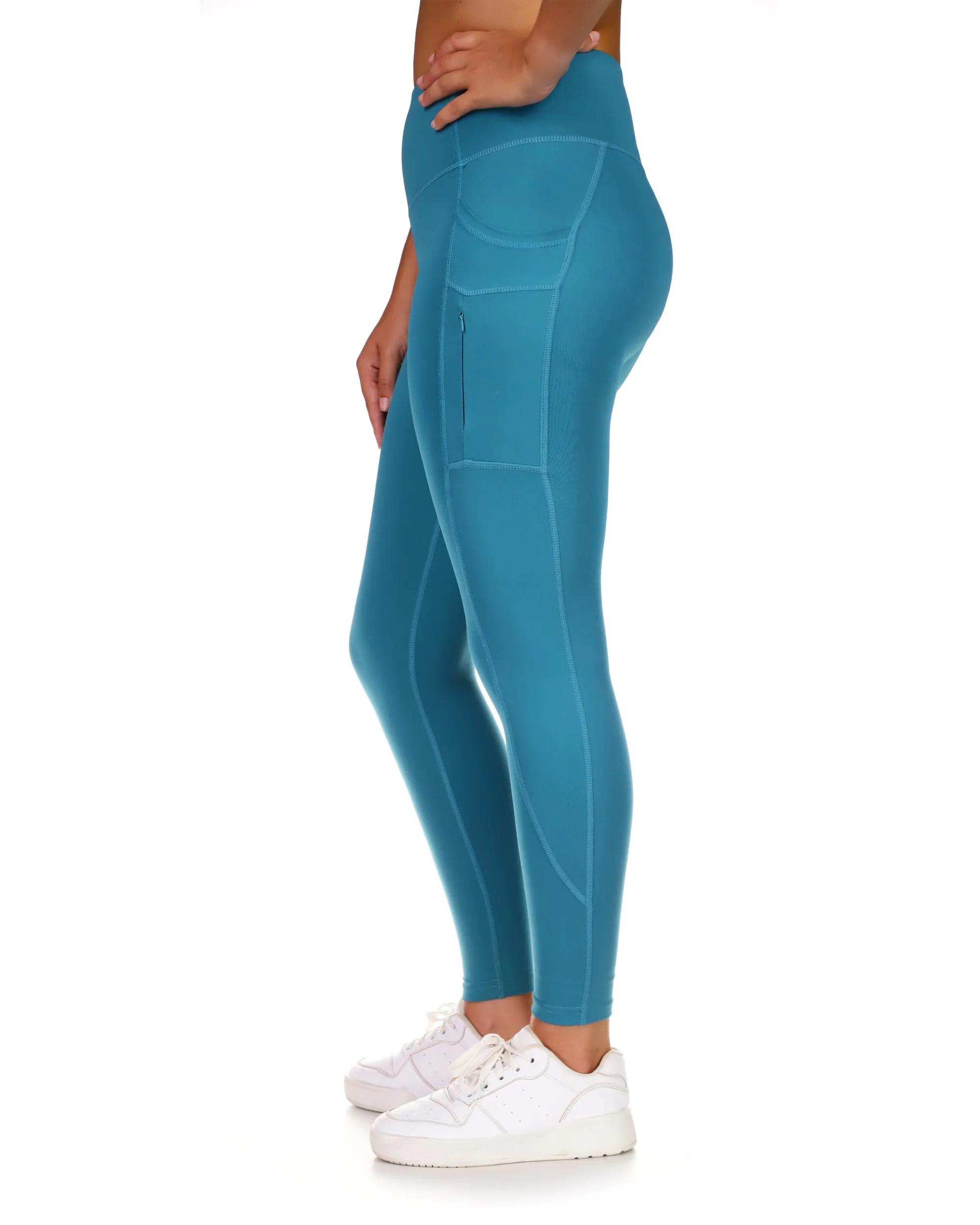 Breezy 7/8 High-Rise Legging w/ Zippered Pockets - Teal sold by Body Glove product image thumbnail 3