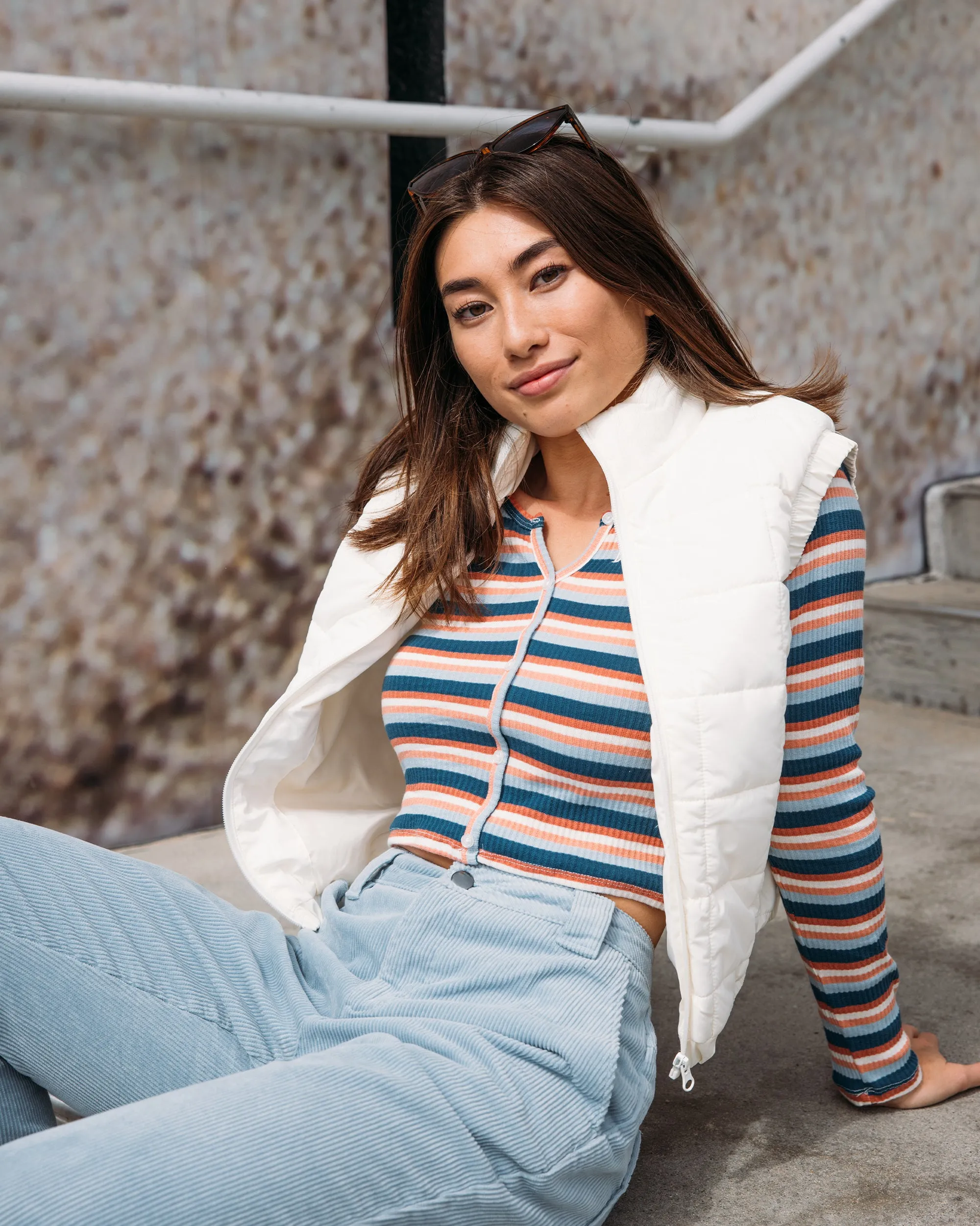 Cozy Time Puffer Vest - Cream sold by Body Glove