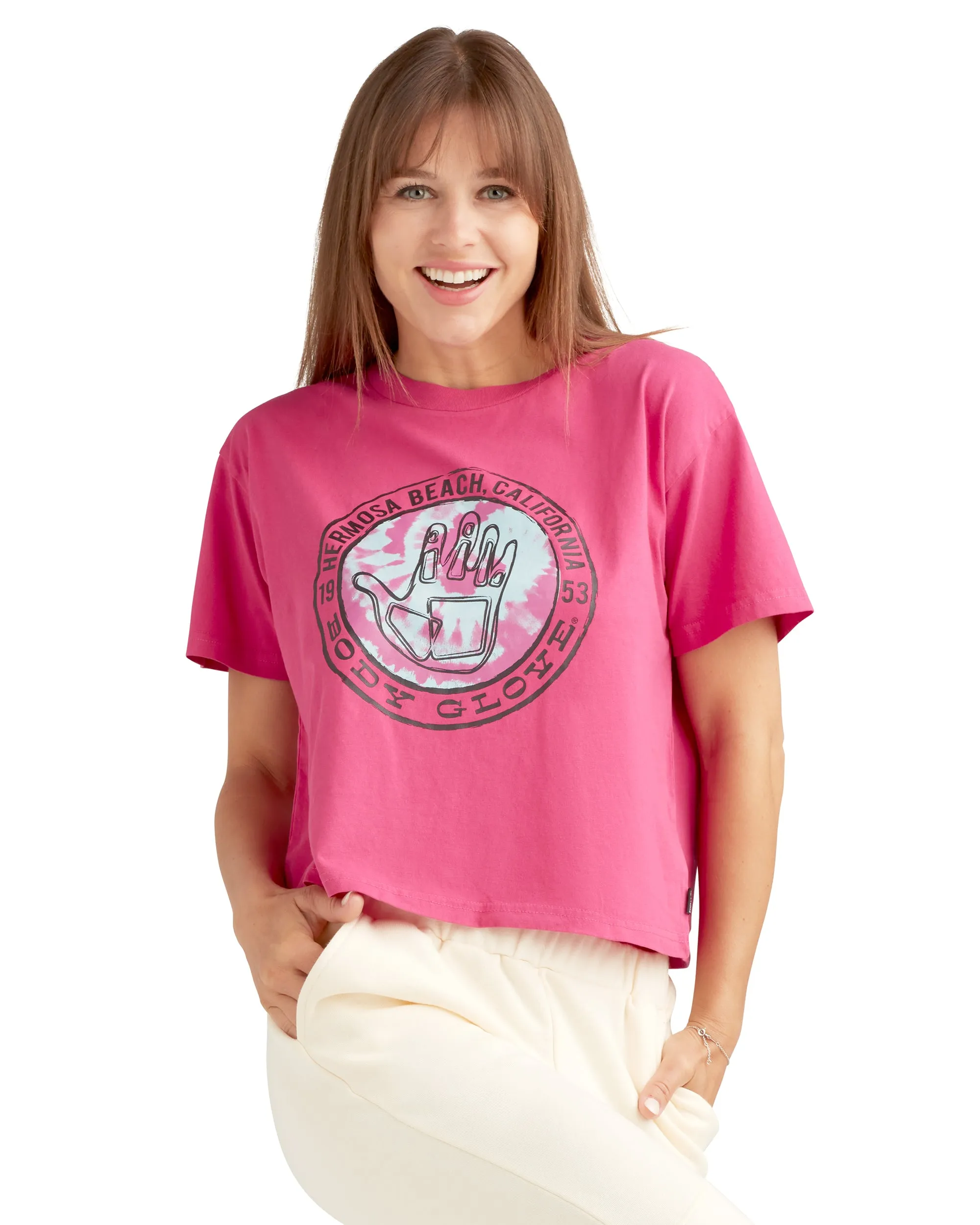 Hermosa Beach '53 Relaxed Fit Crop T-Shirt - Fuchsia sold by Body Glove product image thumbnail 2