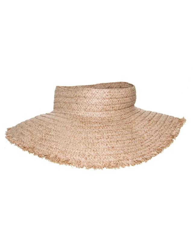 Wide Straw Crownless Brim Hat - Natural sold by Body Glove