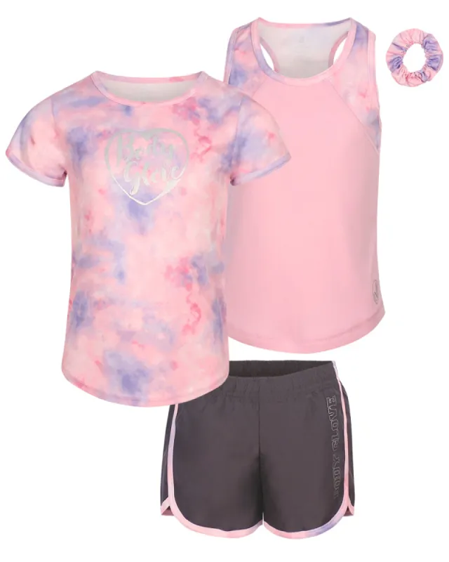 Girls' Three-Piece Foil Logo Tie-Dye Set (4-6X) - Blue & Pink sold by Body Glove