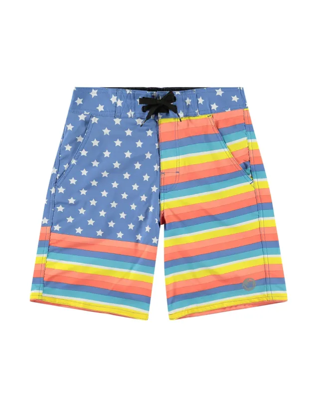 Men's 19-inch La Concha Flag Eboard Short - Surf Blue made by Body Glove