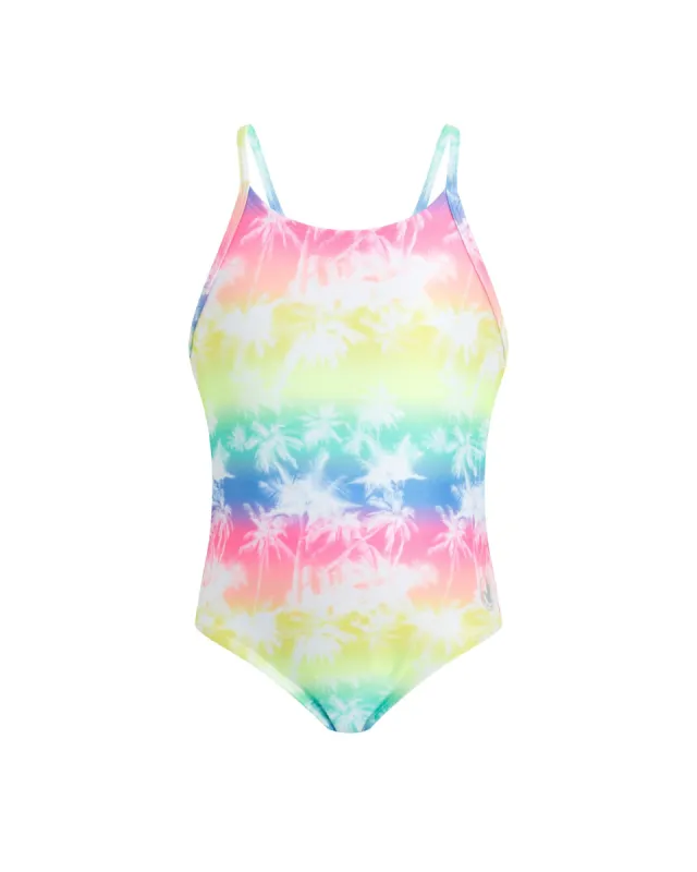 Toddler Girls' Rainbow Palm-Print One-Piece Swimsuit - Multi sold by Body Glove