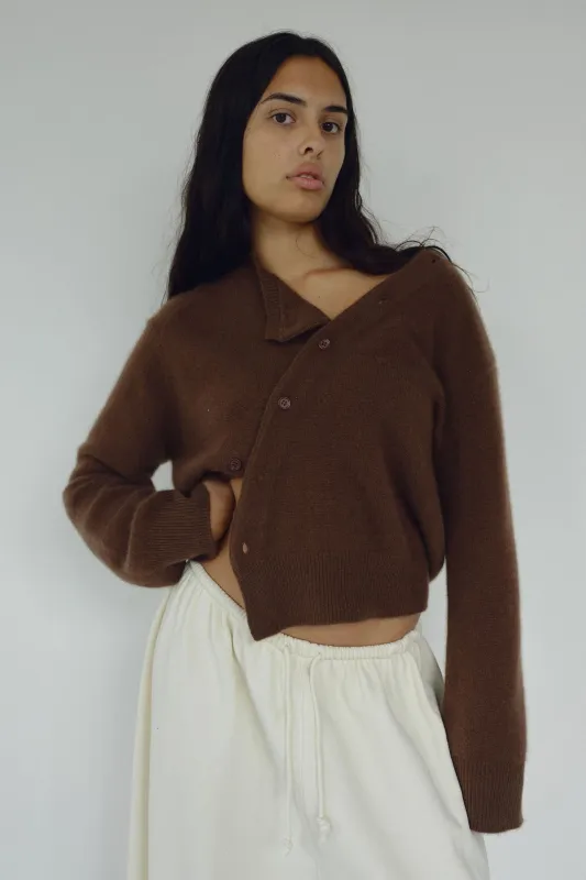 The Asymmetric Cashmere Knit, Espresso made by Boheme
