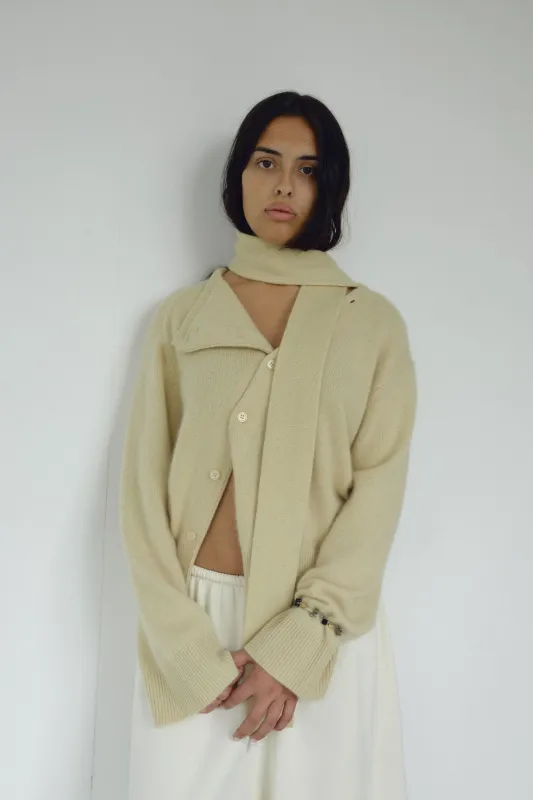 The Asymmetric Cashmere Knit, Wheat made by Boheme