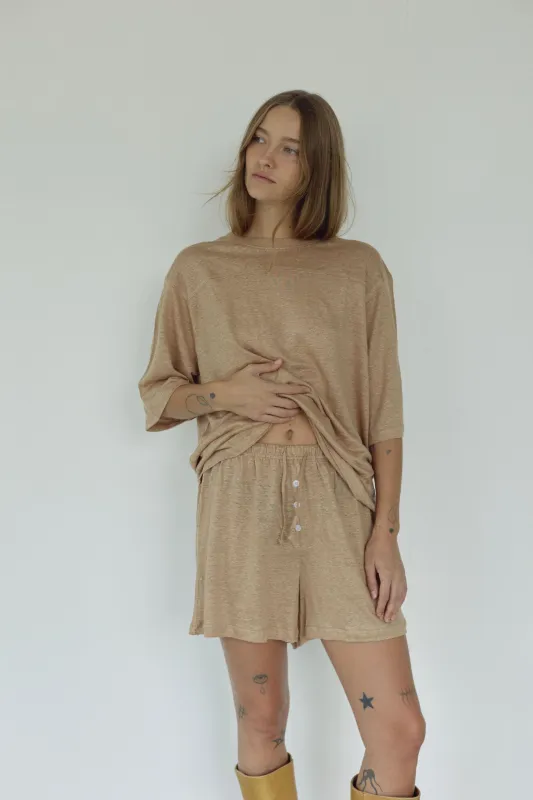 The Linen Tee, Tan sold by Boheme