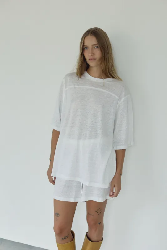 The Linen Tee, White sold by Boheme