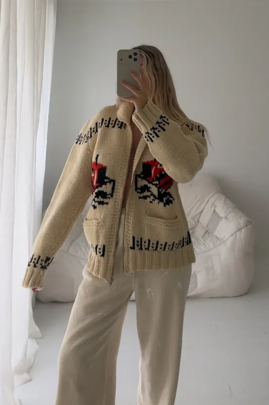 1960s Bulldozer Wool Cardigan made by Boheme