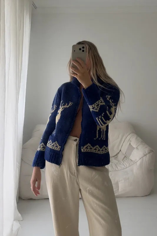 1960s Deer Wool Cardigan made by Boheme