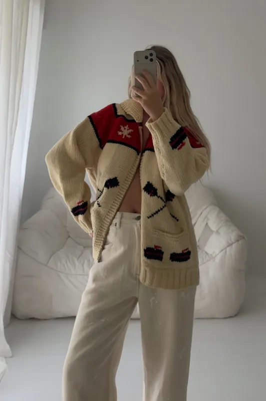 1970s Curling Wool Cardigan made by Boheme